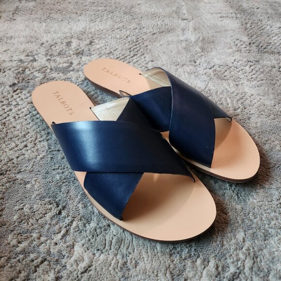 Talbots Women's 9 Sandals Blue Strappy Flats Shoes - Picture 3 of 7